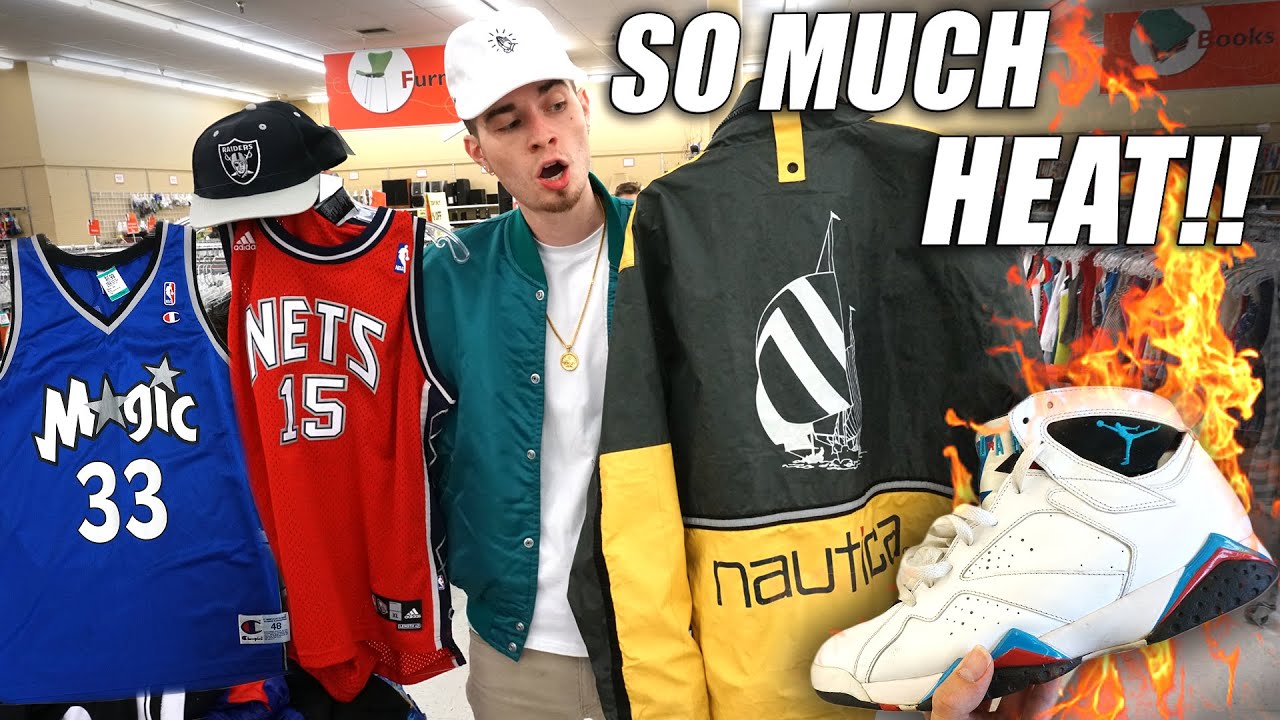 Trip to the Thrift #135 Champion Jerseys, Fufu Jordan 7s, Snapbacks, and a Huge Vintage Haul!