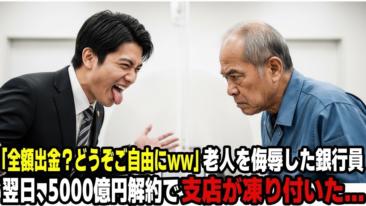 「全額出金？どうぞご自由にww」作業着姿のお爺さんを嘲笑したエリート銀行員。翌日、5000億円解約で支店が凍り付いた