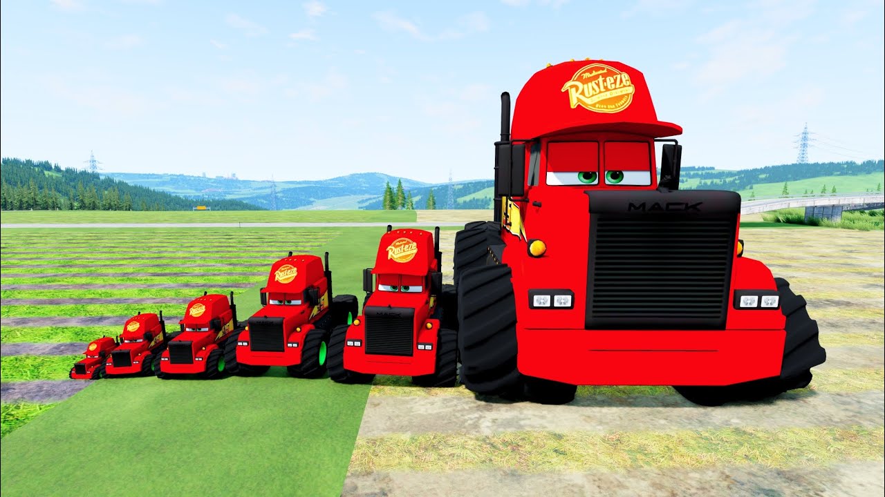Big & Small Ambulance Lightning Mcqueen vs Trains  |BeamNG.Drive