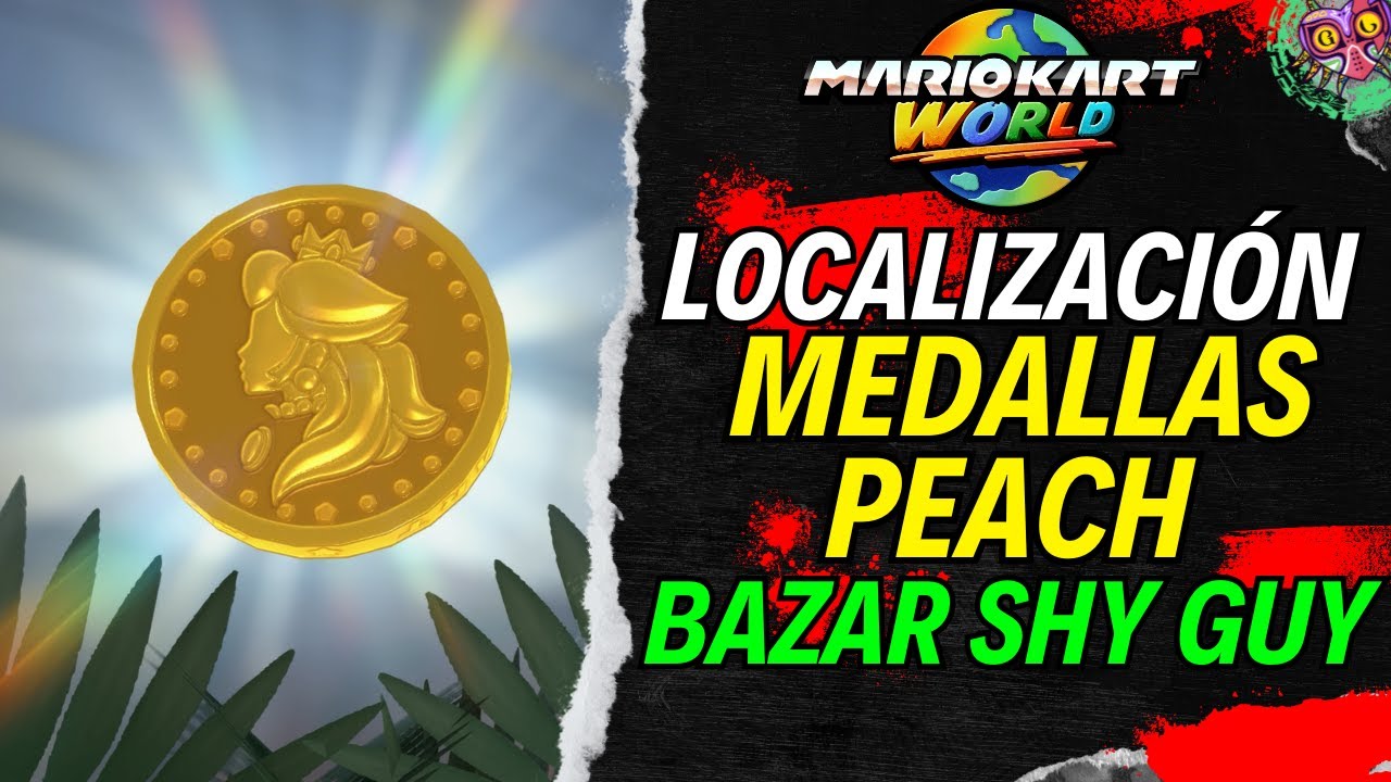 LOCALIZACIÓN MEDALLAS DE PEACH en BAZAR SHY GUY | GUÍA 100% | 💯Mario Kart World🏆