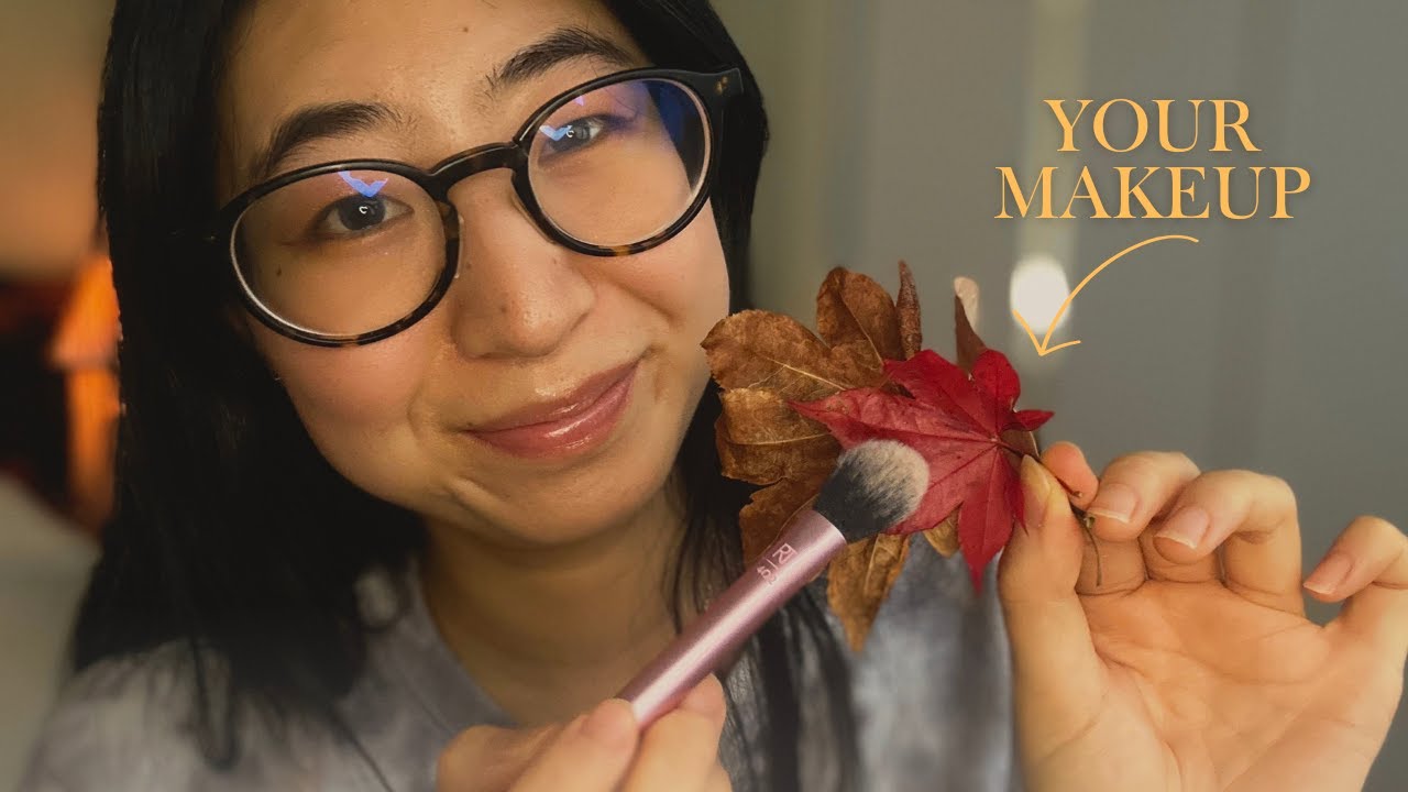 ASMR Doing Your Autumn Makeup Using Fall Leaves 🍁  (Soft Spoken + Whispers) 🍂