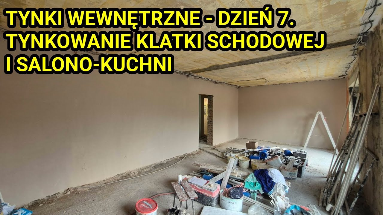 NOWE TYNKI NA STARE DZIEŃ 7. Tynkowanie salono-kuchni #tynki #tynkowanie #dolinanidy #dom