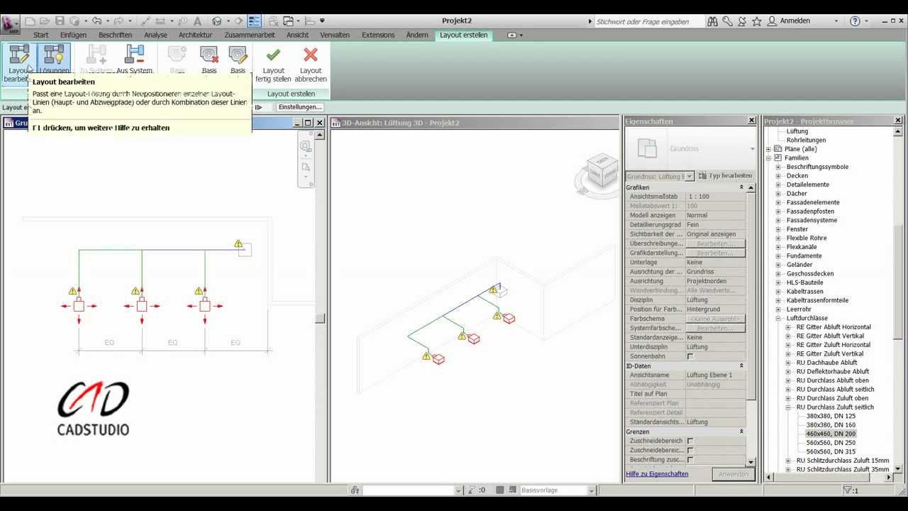Revit MEP 2012 | Lüftung - Anschluss Layoutmethode