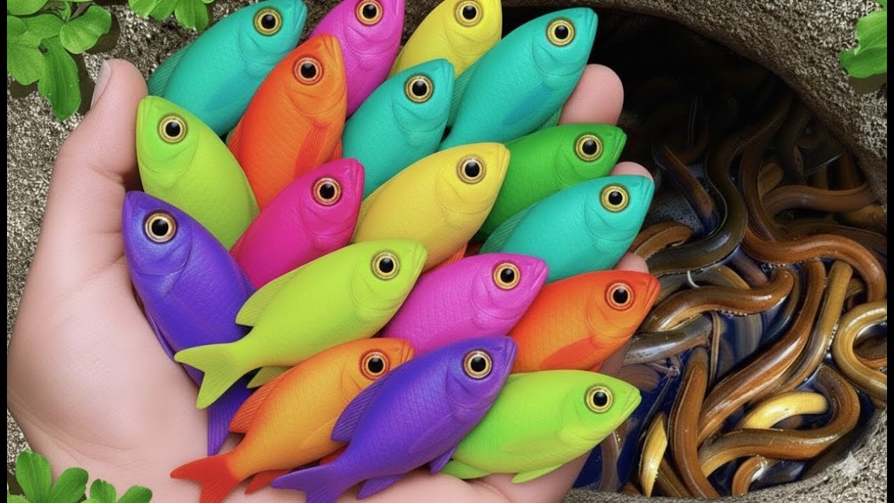 The Incredible Catch Colorful Aquarium Fish In Small Pond, Pencil Fish, Glass Fish, Baby Turtle. Ep1