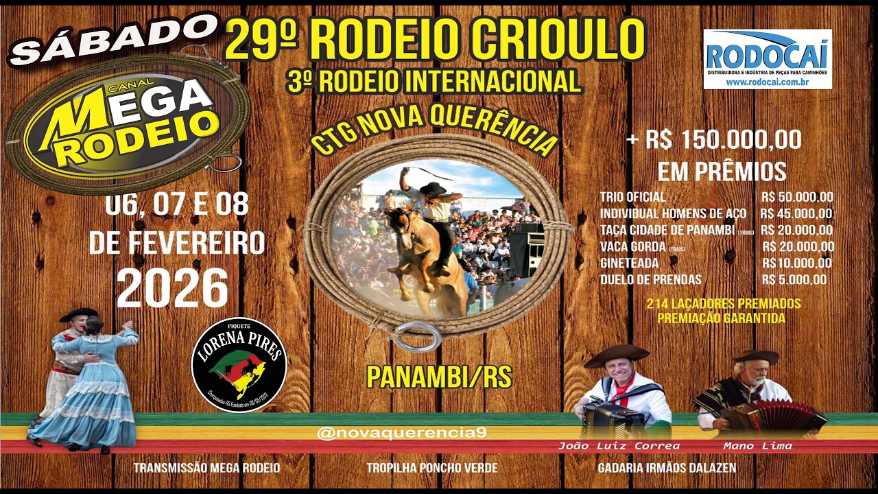 DOMINGO/TARDE - 3º RODEIO CRIOULO INTERNACIONAL DE PANAMBI - 06 A 08/FEV 2026 - PANAMBI-RS