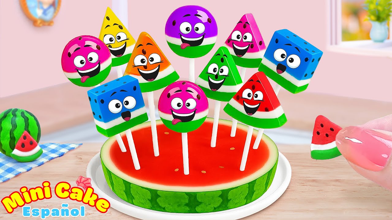 Deliciosa Gelatina de Sand&iacute;a 🍉 C&oacute;mo Hacer Mini Gelatina de Sand&iacute;a Arco&iacute;ris 🌈Mini Cakes Espa&ntilde;ol