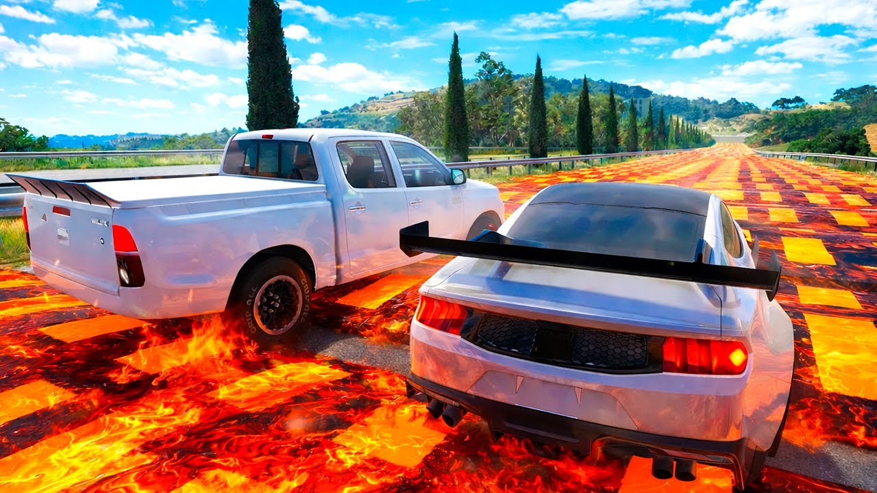 CARROS VS LOMBADAS DE FOGO, GELO E NORMAL! @LipaoGamer BeamNG.drive MULTIPLAYER
