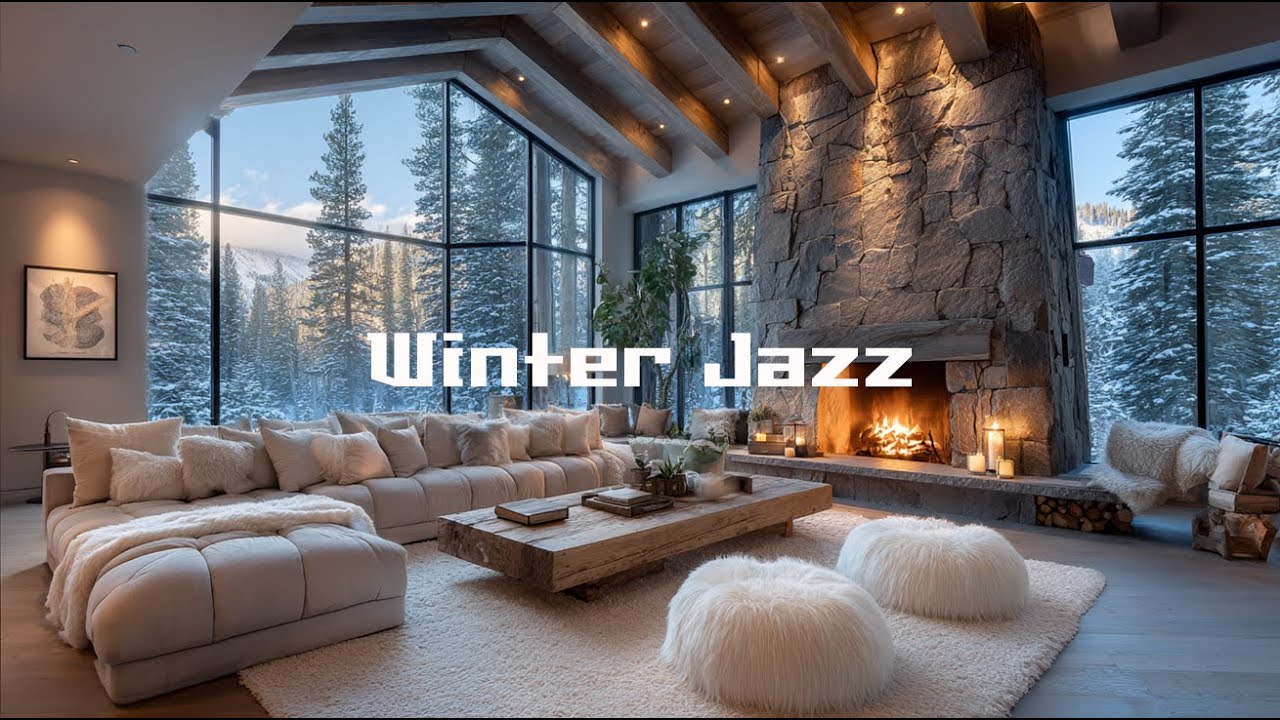 ❄️4K Cozy Winter Jazz 🔥 Warm Fireplace Jazz Music for Relaxing, Focus & Stress Relief, Chill Out