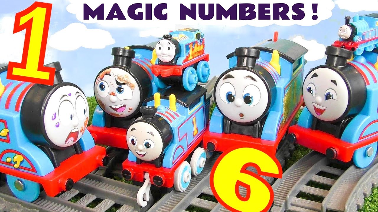 Fun Magic Numbers toy train story with lots of Thomas trains
