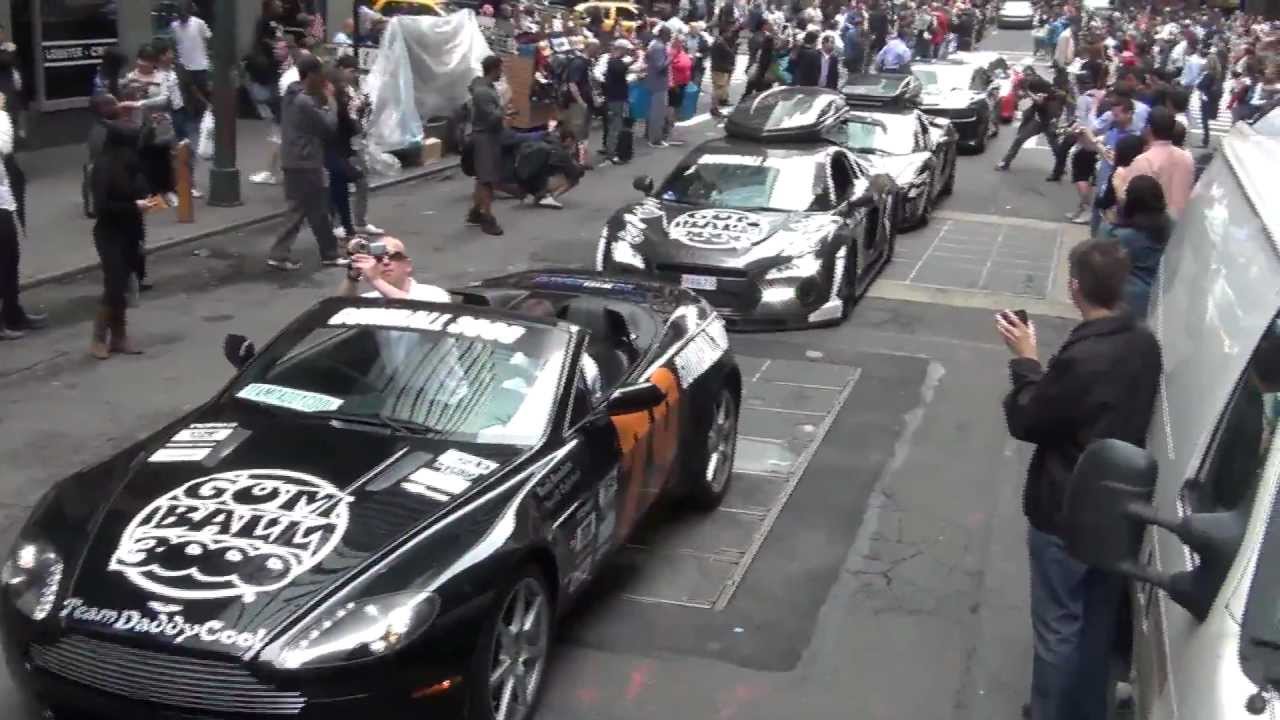 Start : Gumball 3000 2012 NYC - LOUD Revs, Fast Acceleration, Fly By!