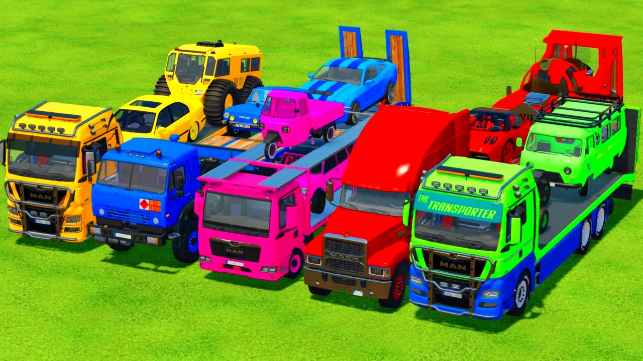 TRANSPORTING POLICE CARS and AMBULANCE EMERGENCY VEHICLES WITH MERCEDES POLICE TRUCKS ! Ft Part 6
