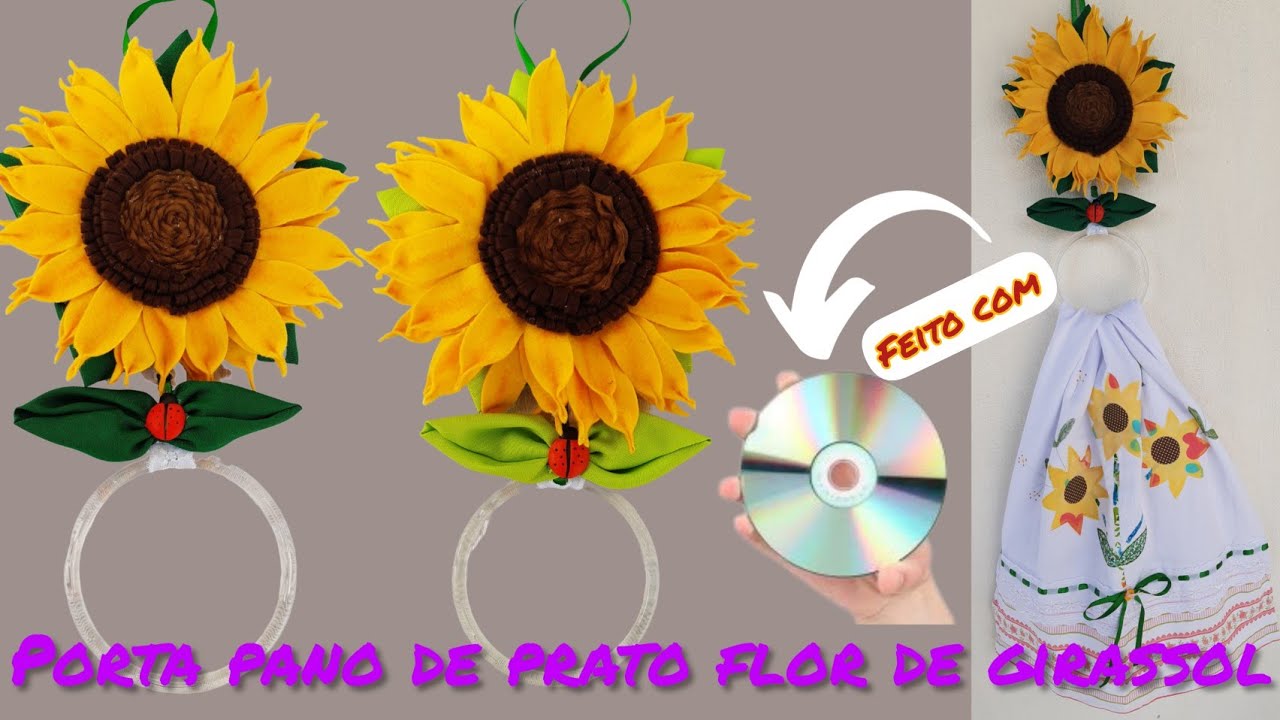 COMO FAZER PORTA PANO DE PRATO FLOR DE GIRASSOL | EM FELTRO