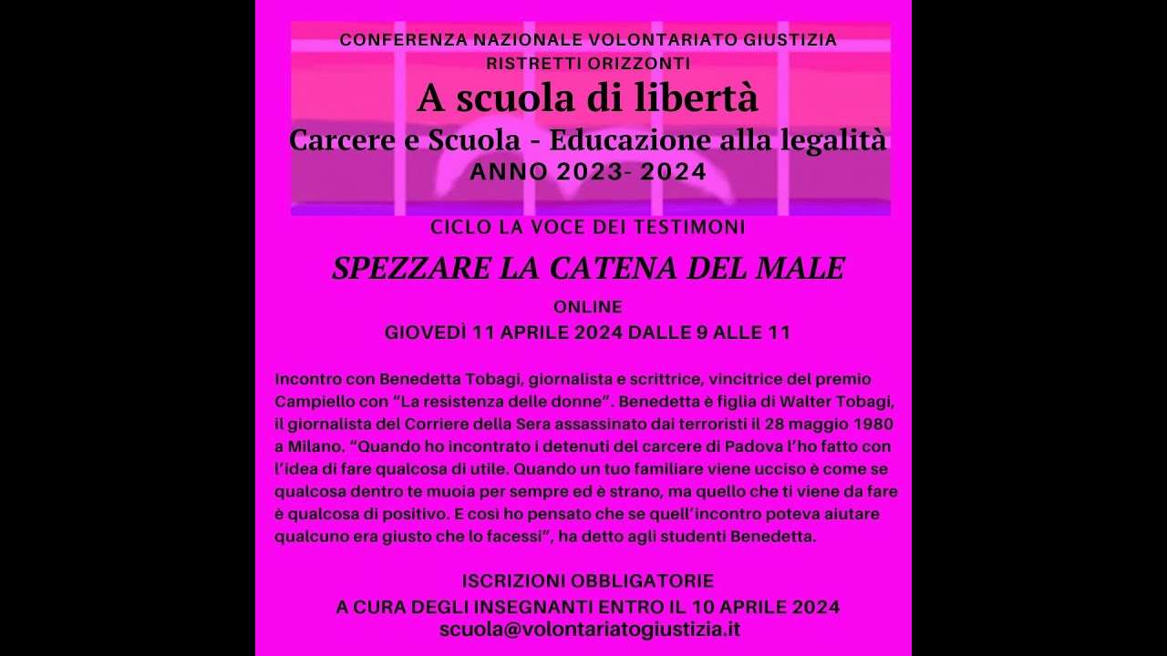 SPEZZARE LA CATENA DEL MALE. CON BENEDETTA TOBAGI 11.4.24
