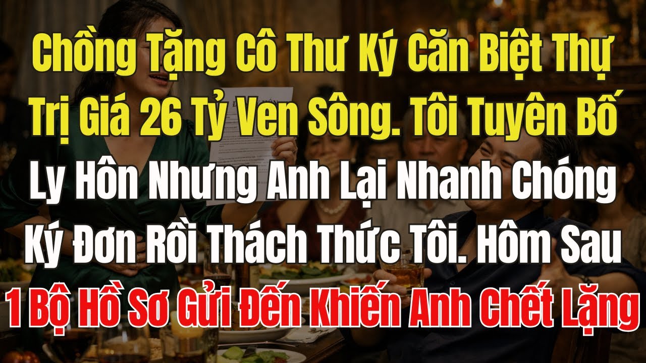 Chồng tặng thư ký căn biệt thự ven sông 26 tỷ,Tôi tuyên bố ly dị. Hôm sau, khi nhận được giấy Ly hôn