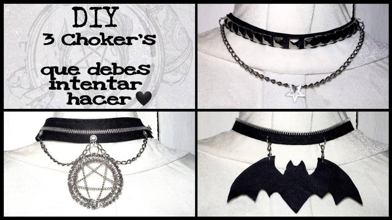 Cómo hacer un choker fácil 🖤 3 ideas - DIY - Estilo Alternativo - Lady Blue -