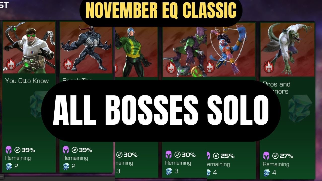 MCOC &bull;&bull;November Event Quest - All Bosses Solo | Classic | So Much More | Marvel Contest of Champions