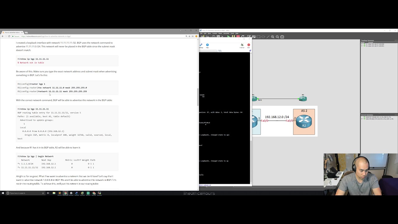 NetworkLessons | How to advertise networks in BGP