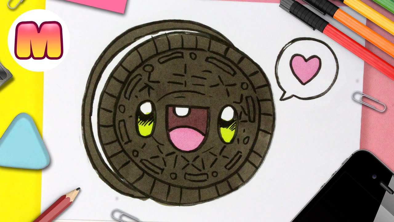 COMO DIBUJAR UNA GALLETA OREO KAWAII - como dibujar comida kawaii paso a paso