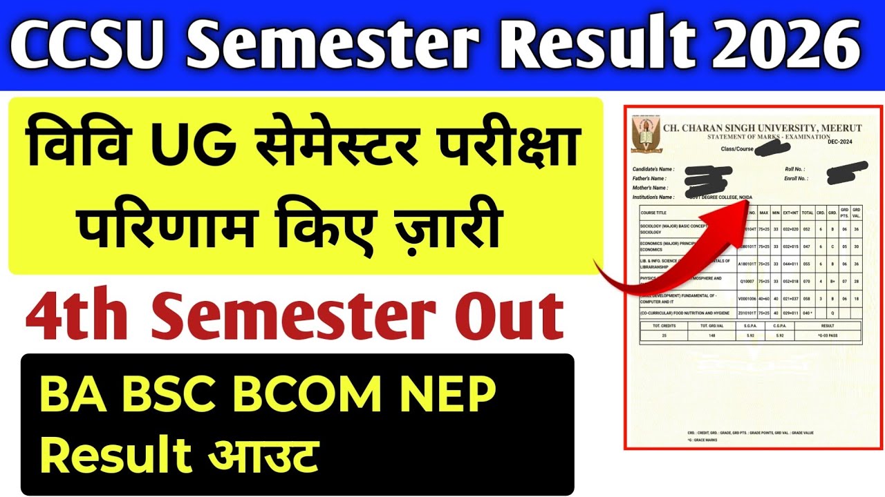 👉 CCSU Result 2026 Out | BA BSc BCom 4th Semester Result जारी | NEP Semester Result Update