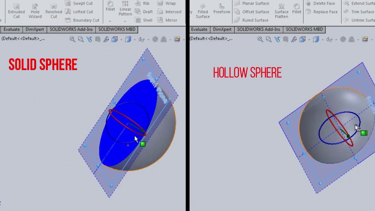 HOLLOW and SOLID Sphere in SolidWorks Software in Easy way