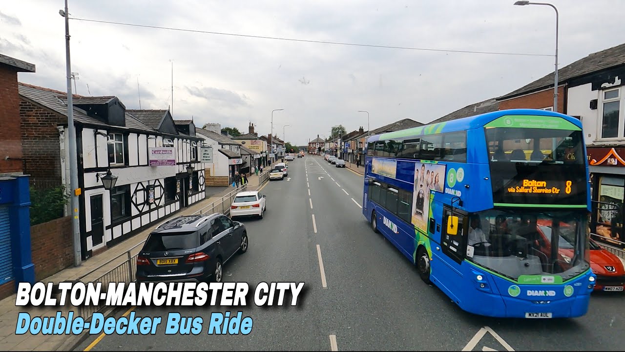 Diamond Route 8 Double-Decker Bus ride - Bolton to Manchester city centre