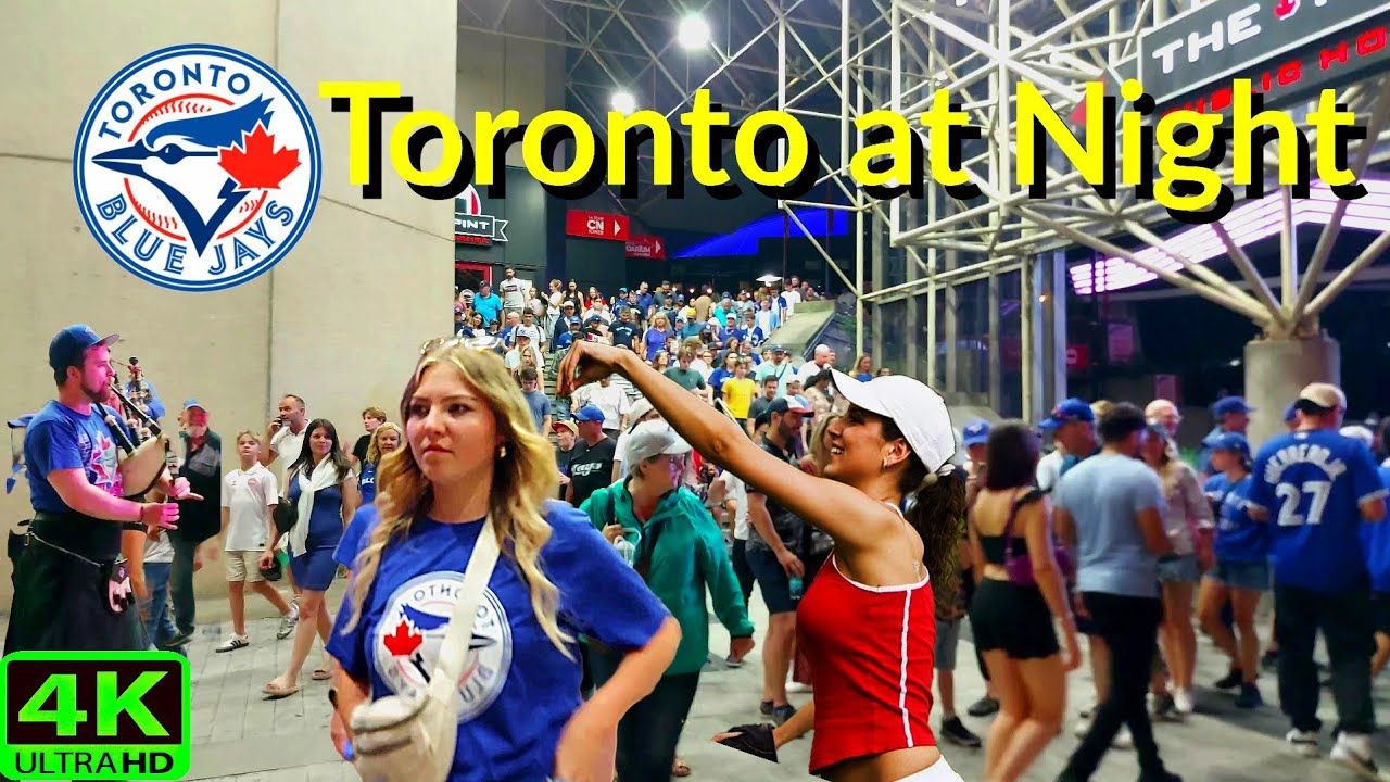 【4K】TORONTO BLUE JAYS FANS PLAYOFF WALK ON FRONT STREET | TORONTO NIGHT WALK