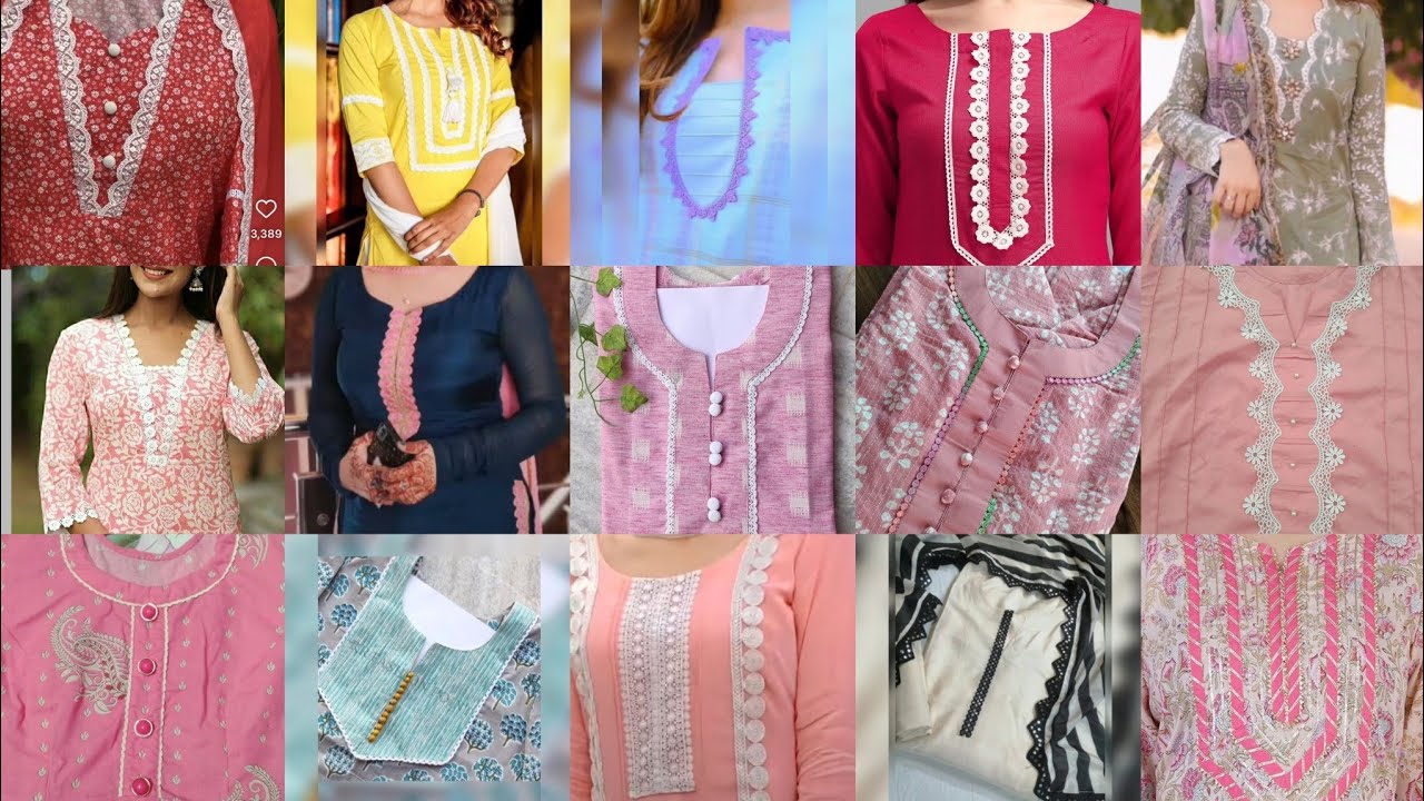 Cotton lace design on Punjabi suit/Kurtis | Lace Neck design ideas 