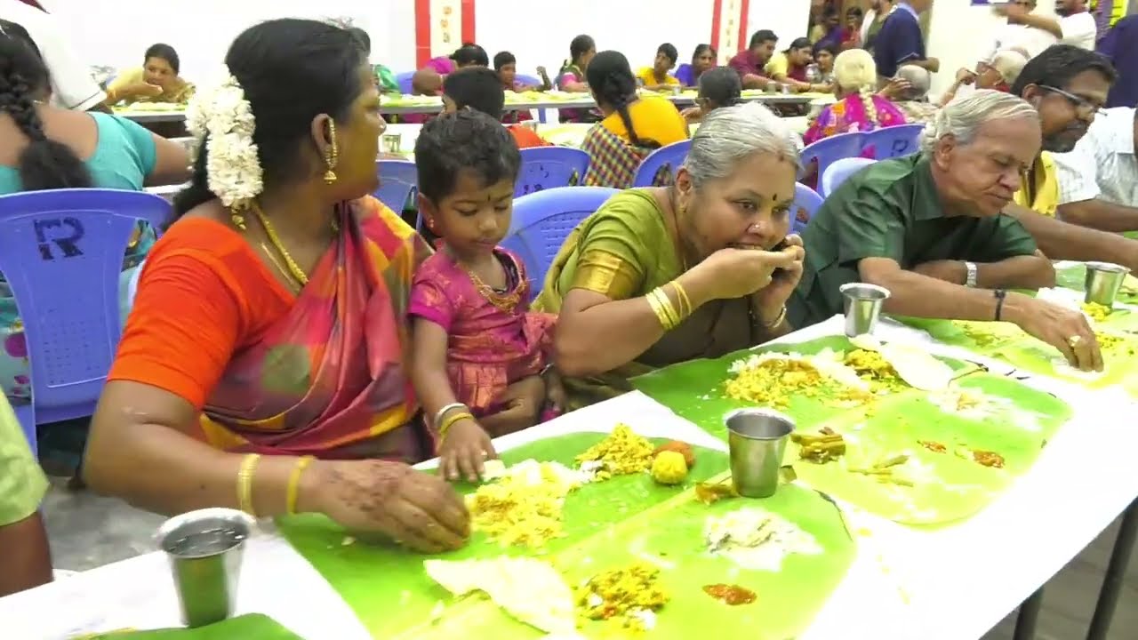 Annadhanam during 49th Sri Seetha Rama Kalyanam at Sri Yoga kalyana Mahal, Srirangam, Tiruchirapalli