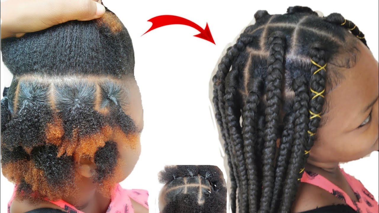 Yon lot metod pou penyen ak alonj/ JUMBO BOX BRAIDS (elastic band method)