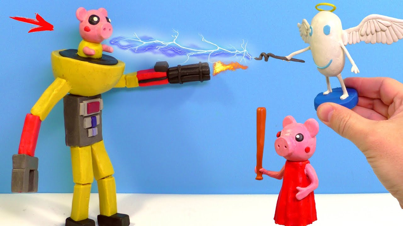 Making Piggy ROBOT Baby Boss vs Angel Mister P with Clay | Roblox