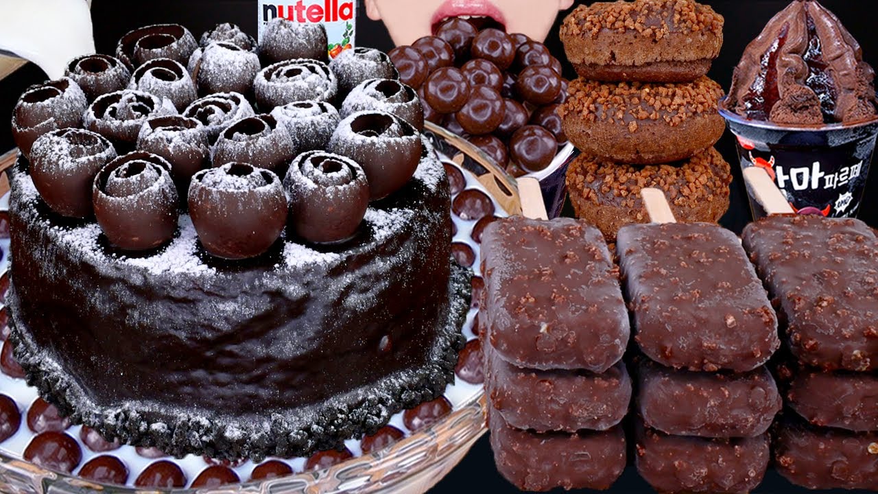 ASMR MALTESERS CHOCOLATE CAKE ICE CREAM NUTELLA DESSERT MUKBANG 초콜릿 먹방チョコレートアイスクリーム 咀嚼音EATING SOUNDS