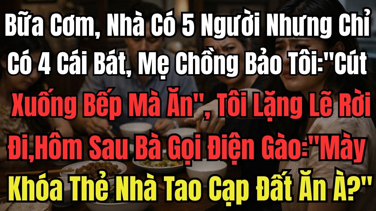 Bữa Cơm, Nhà Có 5 Người Nhưng Chỉ Có 4 Cái Bát, Mẹ Chồng Bảo Tôi: ''Cút Xuống Bếp Mà Ăn'', Tôi Lặng