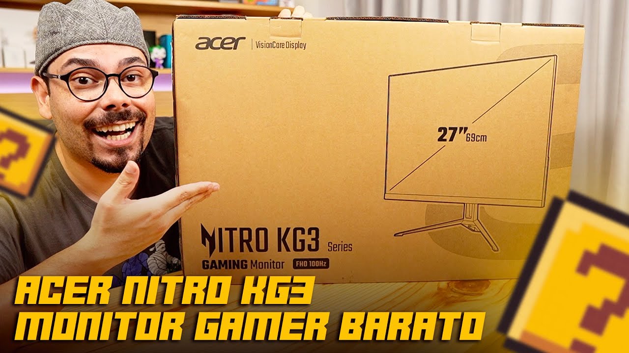 MONITOR GAMER BARATO E BOM COM 100Hz: ACER NITRO KG3 (UNBOXING)