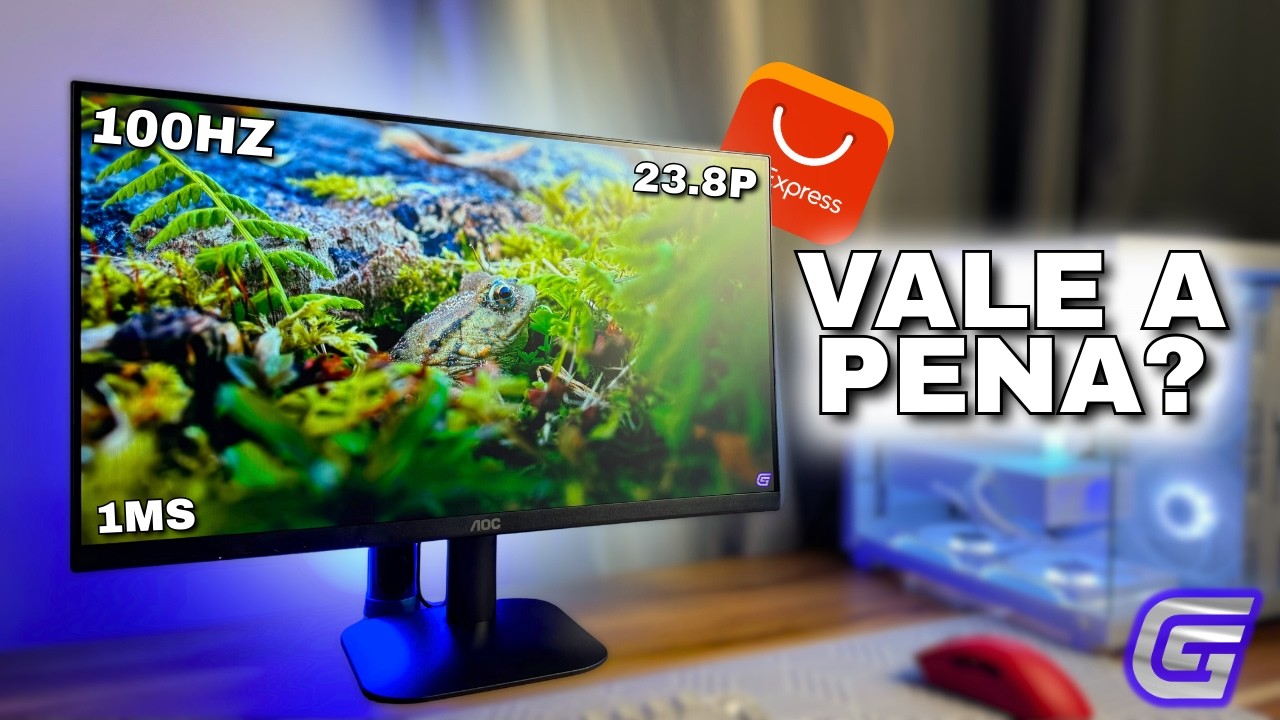 COMPREI O MONITOR AOC 23.8p 100hz 1ms MAIS BARATO NO ALIEXPRESS, Vale a pena?