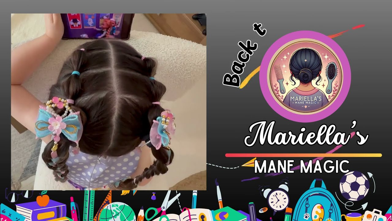 Back to School Hair Series | Hair for Little Girls | Bubble and Ribbon Braid | Mariella’s Mane Magic
