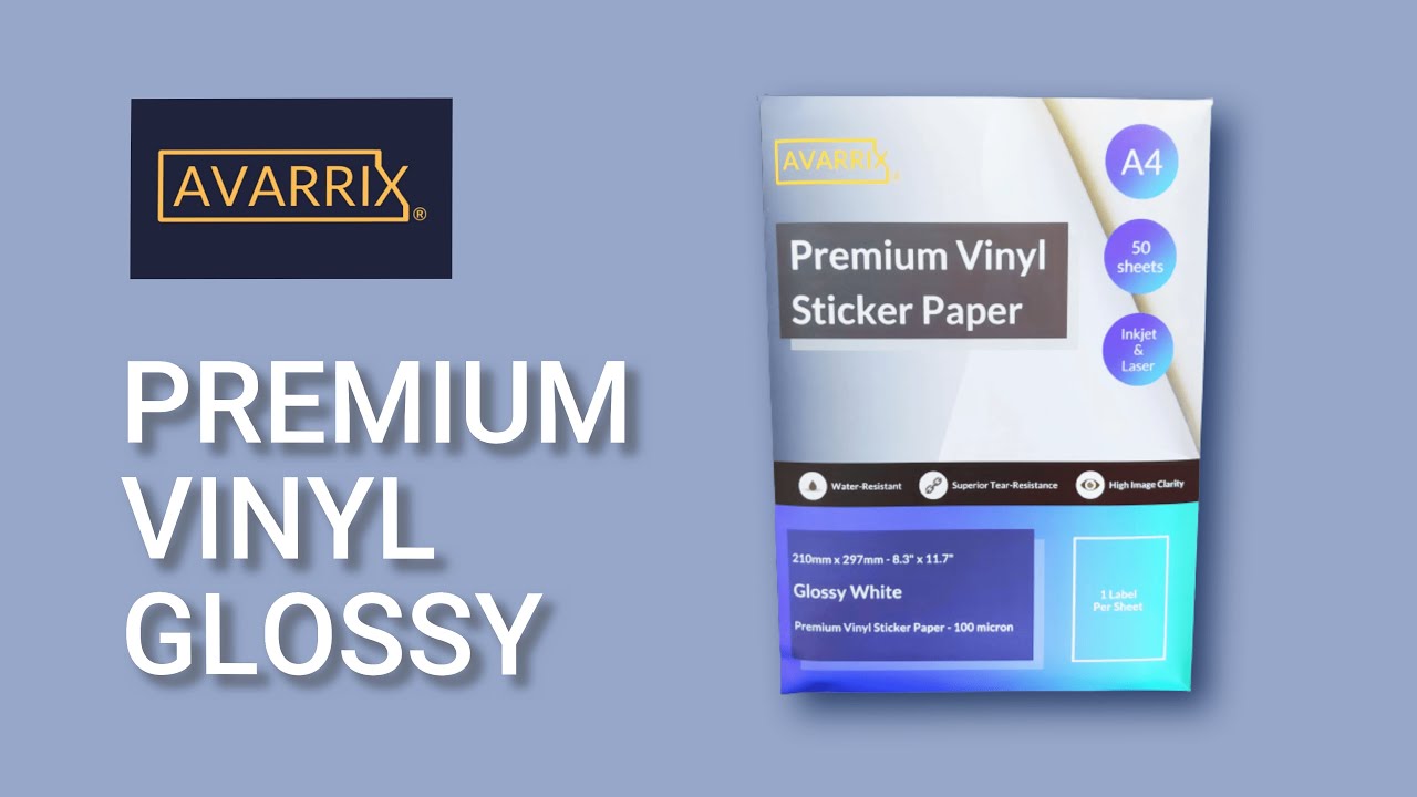 Avarrix Premium Printable Vinyl Sticker Paper - Glossy Surface Finish