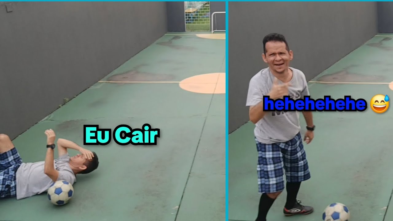 Eu cair bate a cabeça no futebol. 🧠🤕⚽️🥅