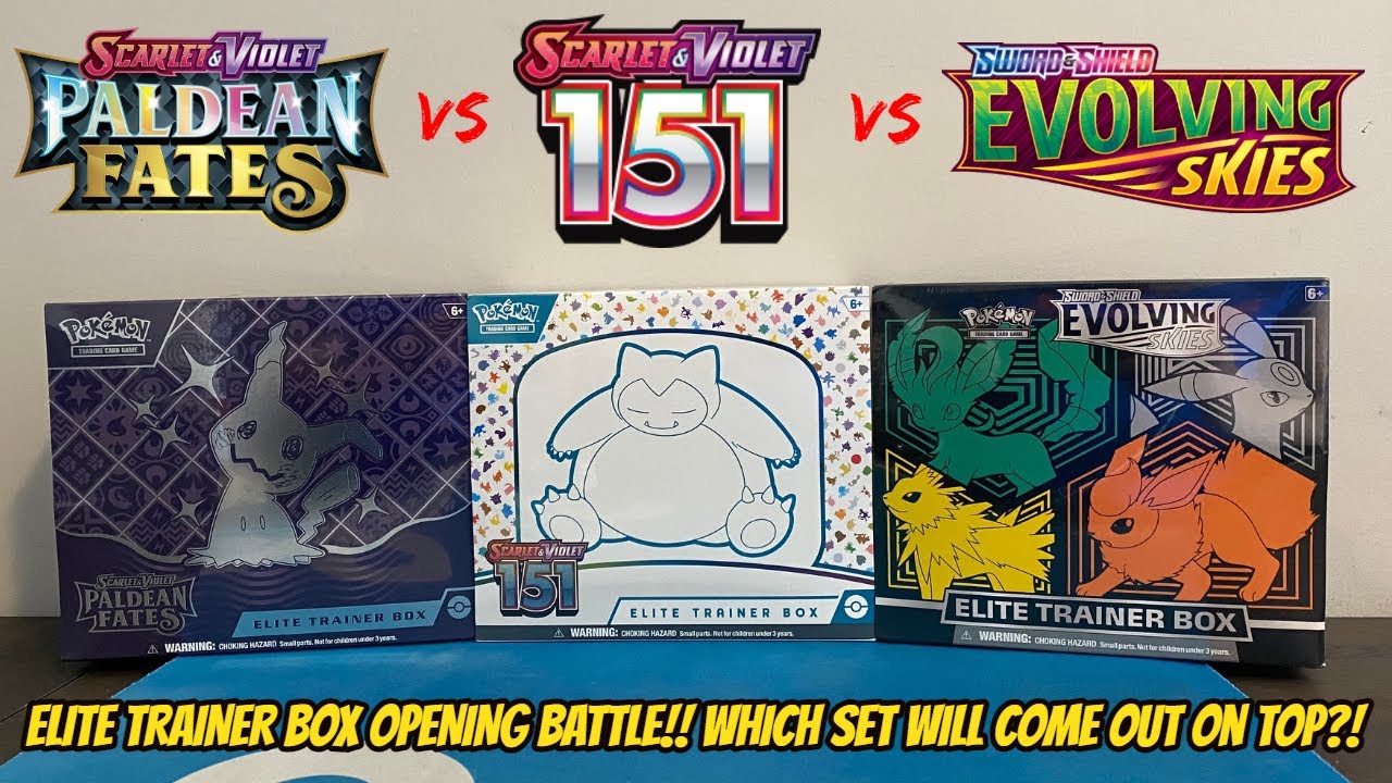 PALDEAN FATES vs POKEMON 151 vs EVOLVING SKIES Elite Trainer Box Pokemon Card Opening Battle!!