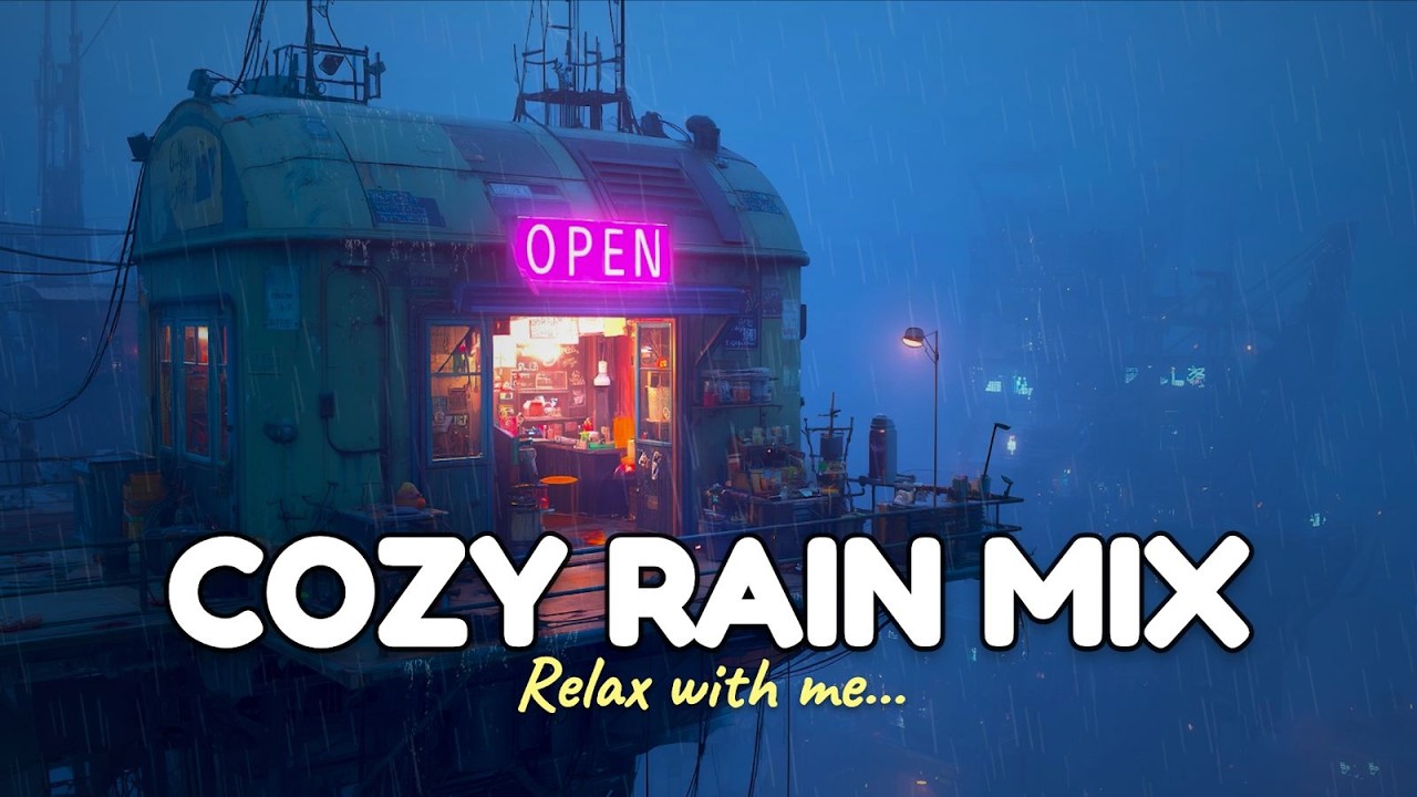 Urban Night Cityscape ☔ | Futuristic Lofi Beats For Deep Focus | Cabin Rooftop Rainfall