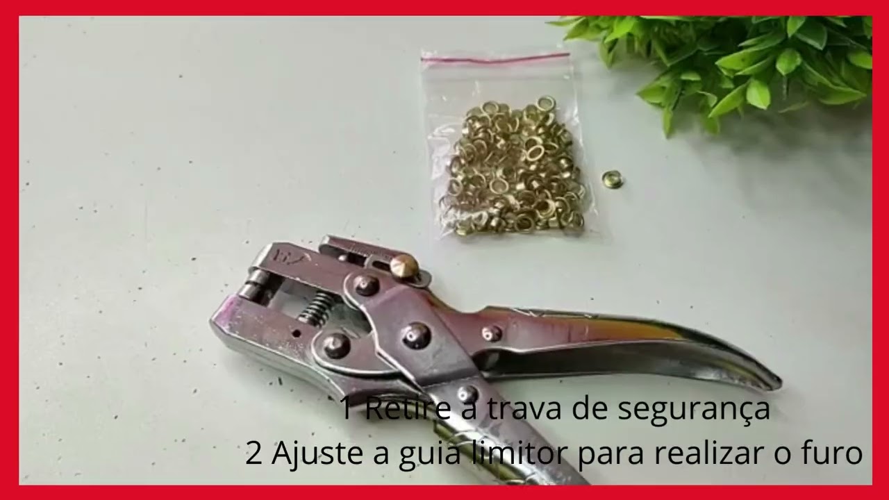Como usar Aplicar Ilhós com Alicate  Profissional 2 em 1 Fura e Aplica Tecido Eva + 100 Ilhoses
