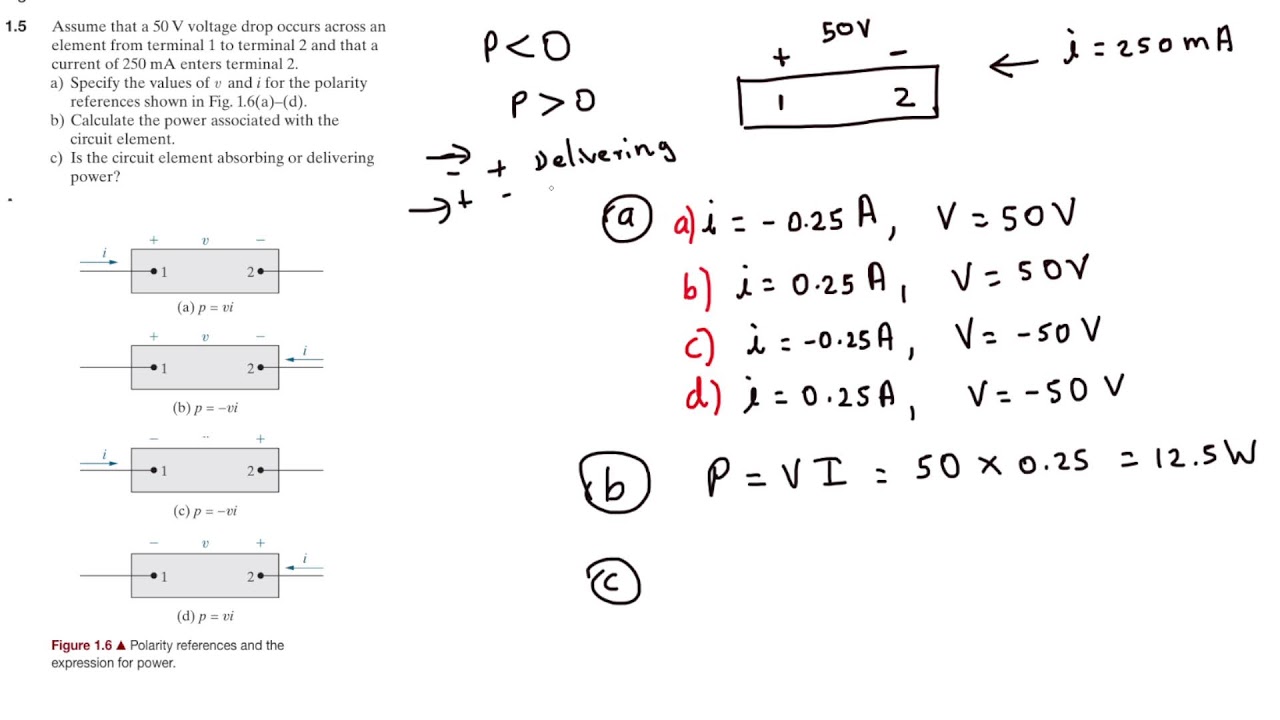 Passive Sign Convention & Power Calculation | Circuit Analysis Problem Solved Step-by-Step