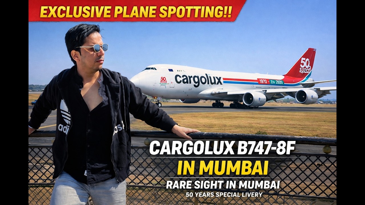 Plane Spotting Mumbai | Cargolux 747-8F Diverted to BOM Due to Iran - UAE Airspace Closure