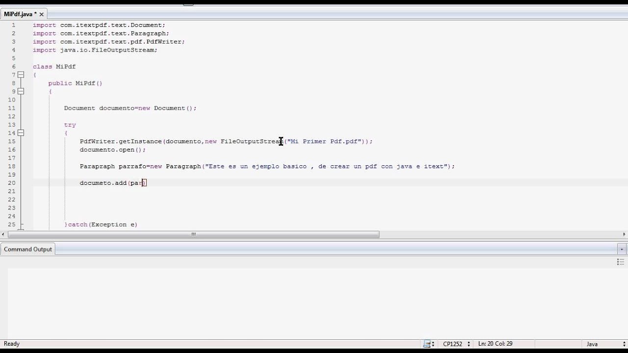 Crear PDF con Java (Libreria I-text).
