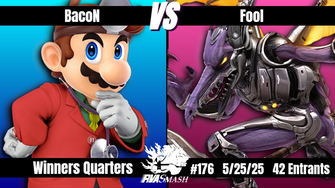 RVA Smash 176 | BacoN (Dr. Mario) vs Fool (Ridley) | Winners Quarters | 42 Entrants | SSBU