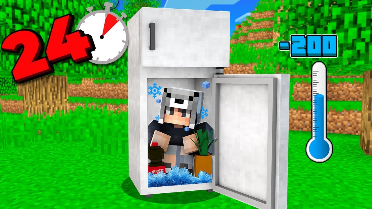 24 SAAT BUZDOLABINDA YAŞAMAK 😱 - Minecraft