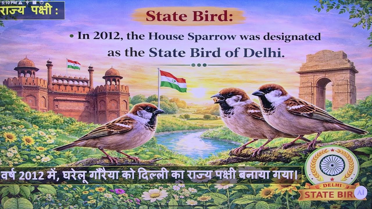 विश्व गौरैया दिवस |  प्रारंभ हुआ? दिल्ली का राज्य पक्षी है? इसकी कितनी प्रजाति ब्लुप्त है?2026 theme