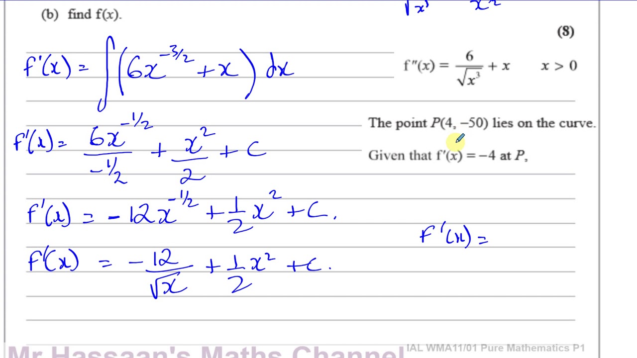 WMA11/01 Pure Mathematics P1 (IAL)  Jan 2020 Q11 Integration & Applications