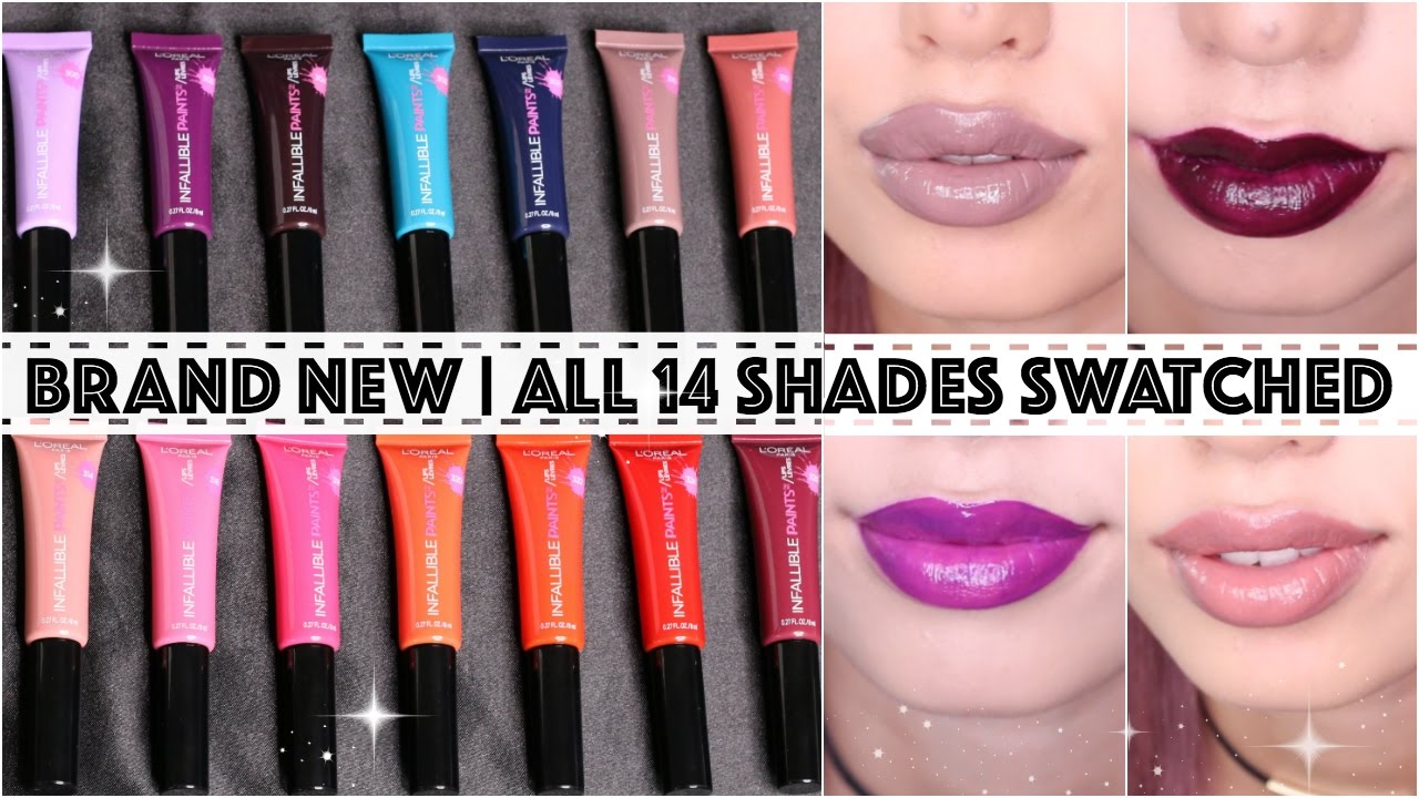 BRAND NEW | L'OREAL INFALLIBLE LIP PAINTS REVIEW | ALL 14 SHADES