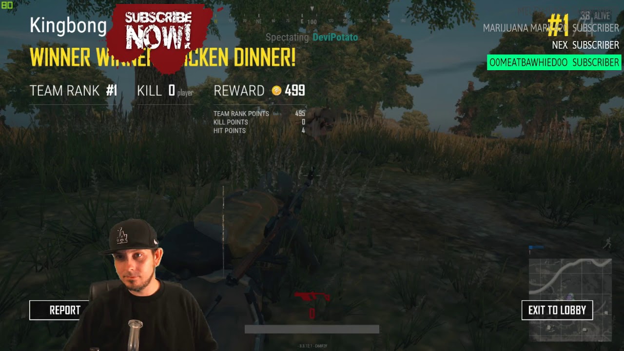WINNER CHICKEN DINNER KILLCAM : PUBG : PlayerUknown's Battleground : KingBong 420 & 007Bluntman