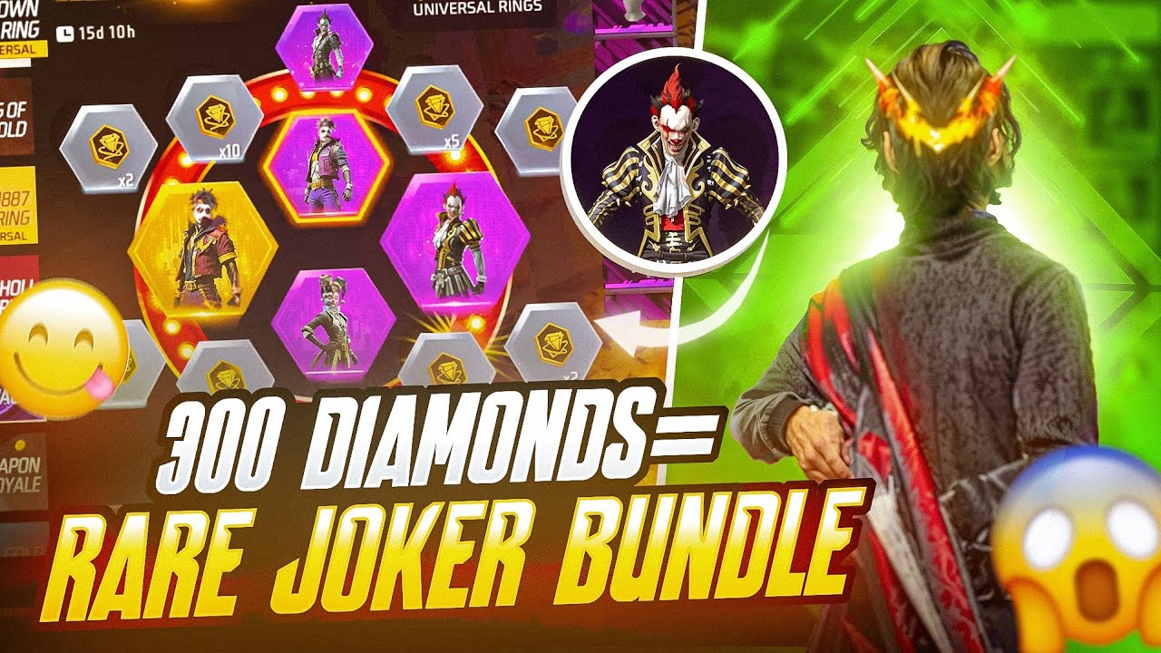 300 Diamonds = One Rare Joker Bundle 🤯 | Spinning Rare Clow Ring Event 🃏😋 | FreeFire in Telugu 